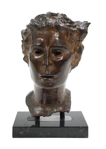Continental Patinated Bronze Bust Of A Faun by 
																	 Neiford
